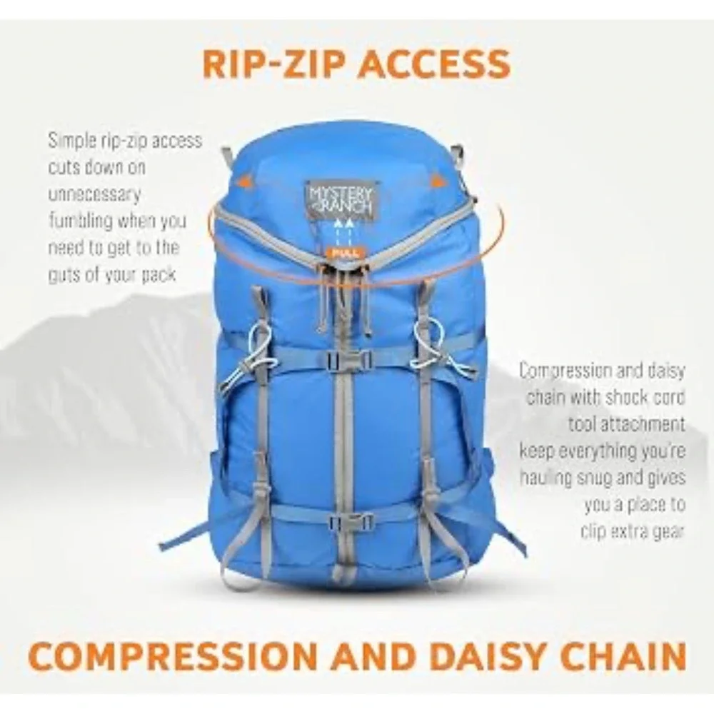 Mystery Ranch Backpack Unisex OS Blue Prize Fighter Outward Bound Rip-Zip Pack